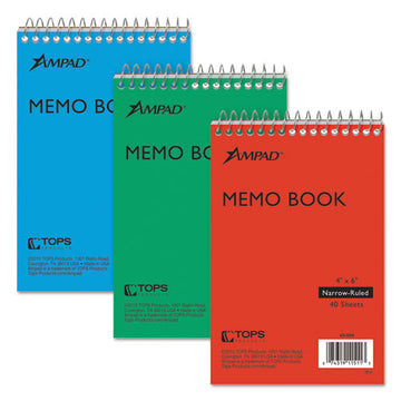Ampad® Memo Pads, Narrow Rule, Assorted Cover Colors, 40 White 4 X 6 Sheets, 3-pack freeshipping - TVN Wholesale